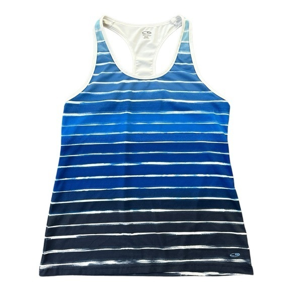 Champion Mixed Blue Striped Racerback Athletic Workout Tank Top NWOT - Picture 1 of 11